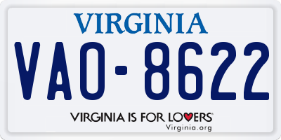 VA license plate VAO8622