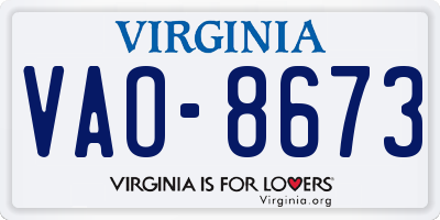 VA license plate VAO8673