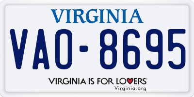 VA license plate VAO8695