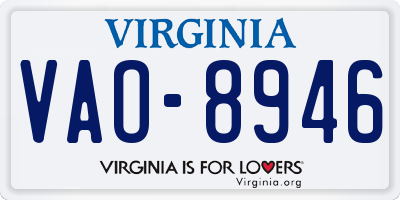 VA license plate VAO8946