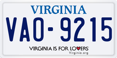 VA license plate VAO9215