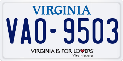 VA license plate VAO9503