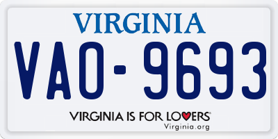 VA license plate VAO9693