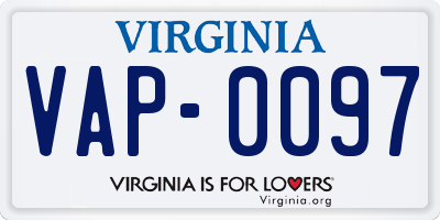 VA license plate VAP0097