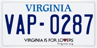 VA license plate VAP0287