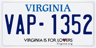 VA license plate VAP1352