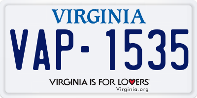 VA license plate VAP1535