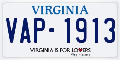 VA license plate VAP1913