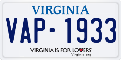 VA license plate VAP1933