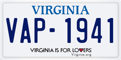 VA license plate VAP1941