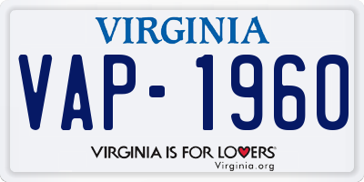 VA license plate VAP1960