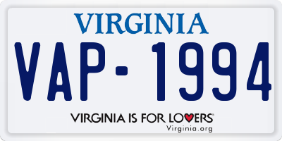VA license plate VAP1994