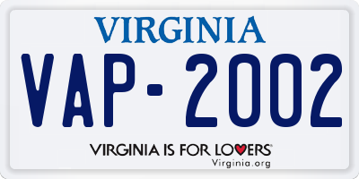 VA license plate VAP2002