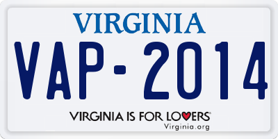VA license plate VAP2014
