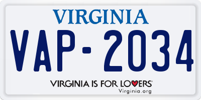 VA license plate VAP2034