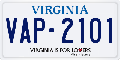 VA license plate VAP2101