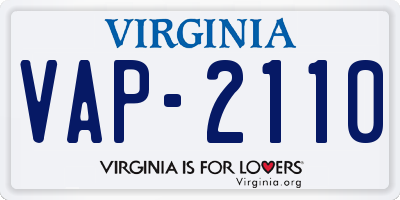 VA license plate VAP2110