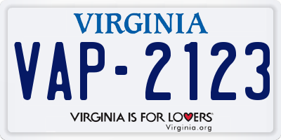 VA license plate VAP2123