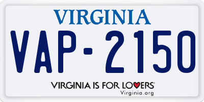 VA license plate VAP2150