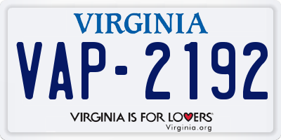 VA license plate VAP2192