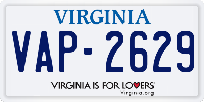 VA license plate VAP2629