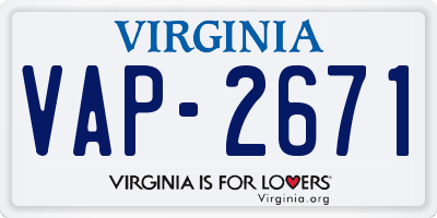 VA license plate VAP2671