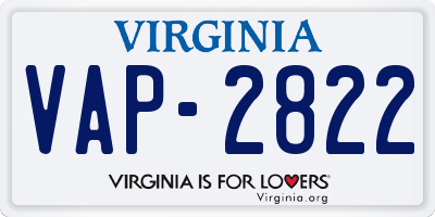 VA license plate VAP2822