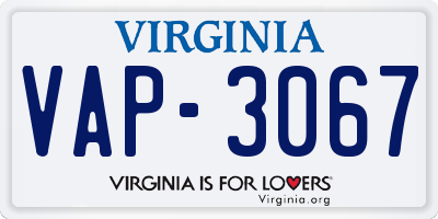 VA license plate VAP3067
