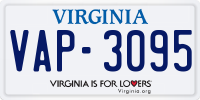 VA license plate VAP3095