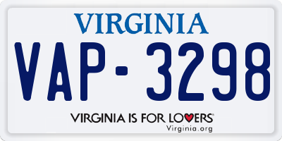 VA license plate VAP3298