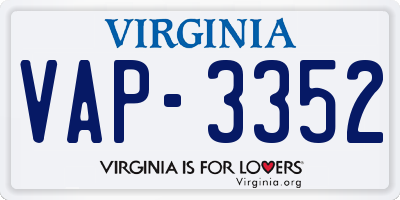 VA license plate VAP3352