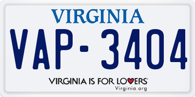 VA license plate VAP3404