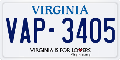 VA license plate VAP3405