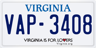 VA license plate VAP3408