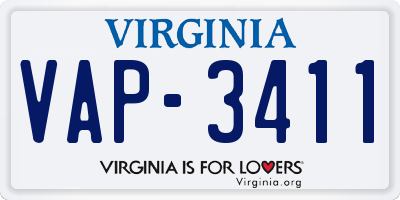 VA license plate VAP3411