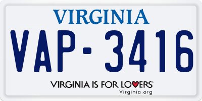 VA license plate VAP3416