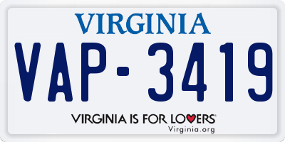 VA license plate VAP3419