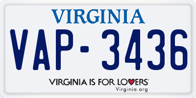 VA license plate VAP3436