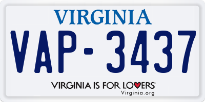 VA license plate VAP3437