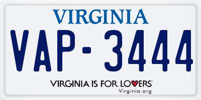 VA license plate VAP3444