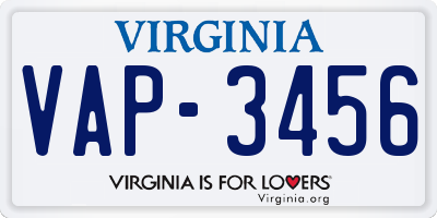 VA license plate VAP3456