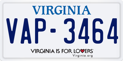 VA license plate VAP3464