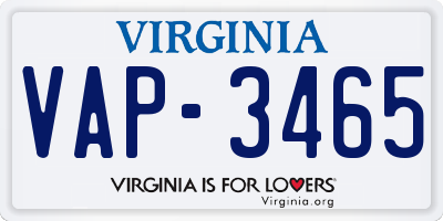 VA license plate VAP3465