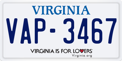 VA license plate VAP3467