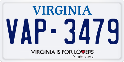 VA license plate VAP3479