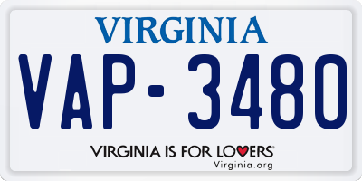 VA license plate VAP3480