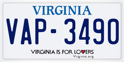 VA license plate VAP3490