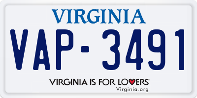 VA license plate VAP3491