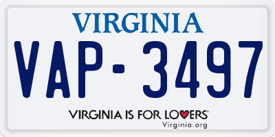 VA license plate VAP3497