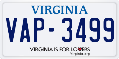 VA license plate VAP3499